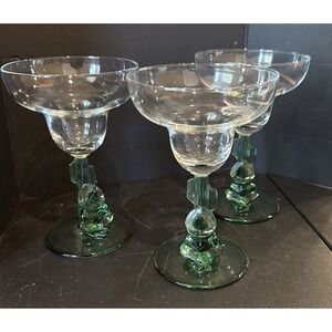 Cristal D" Arques‎ Siesta Sleeping Man Cactus Green Margarita Stemmed Set Of 3